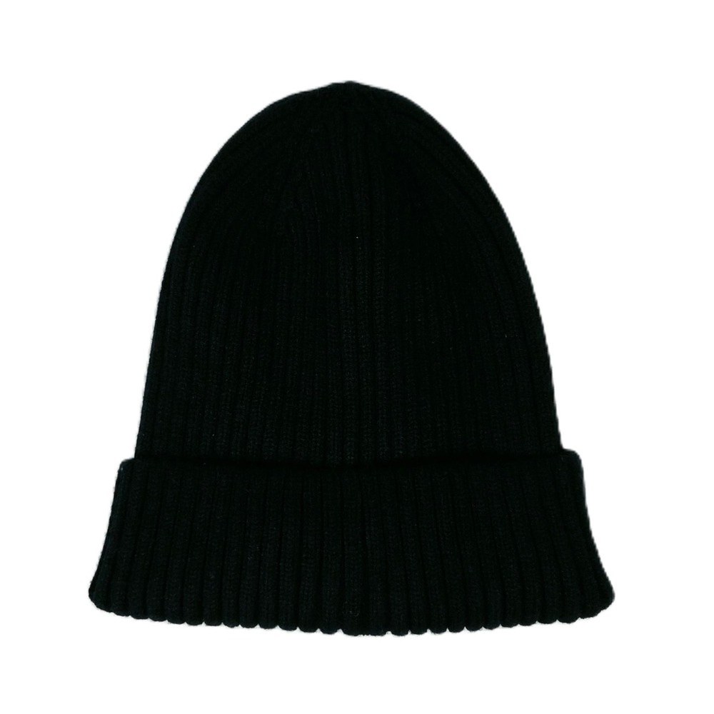 Laundry by Shelli Segal Solid Black Cuffed Ribbed Knit Winter Beanie Hat